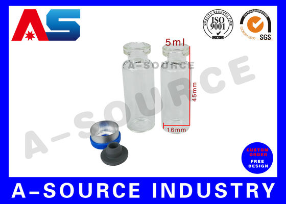 ग्लास 5 एमएल बोतल रबर क्लॉपर और पेप्टाइड / सरम्स के लिए 13# एल्यूमीनियम प्लास्टिक कैप के साथ छोटे ग्लास फ्लास्क