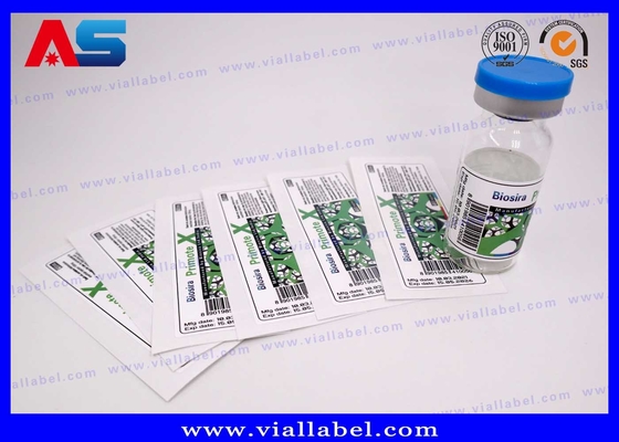 CMYK व्हाइट पर्ल फिल्म 10ml फ्लायल लेबल इंजेक्शन बोतलों के लिए कस्टम 10ml बोतल लेबल