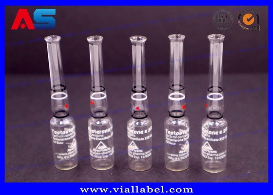 कस्टम प्रिंटिंग 1ml टेस्टोस्टेरोन फार्मास्युटिकल ग्लास Ampoule क्लियर