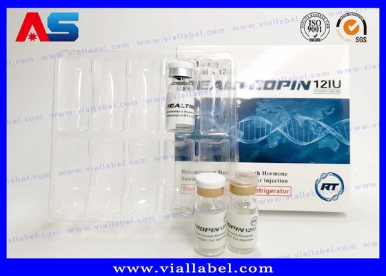 फार्मास्युटिकल डिज़ाइन प्रिंटिंग सोमैट्रोपिन एचसीजी 2ml फ्लायल बॉक्स पैकेजिंग लेबल के साथ बॉडीबिल्डिंग पेपर पैकेजिंग बॉक्स