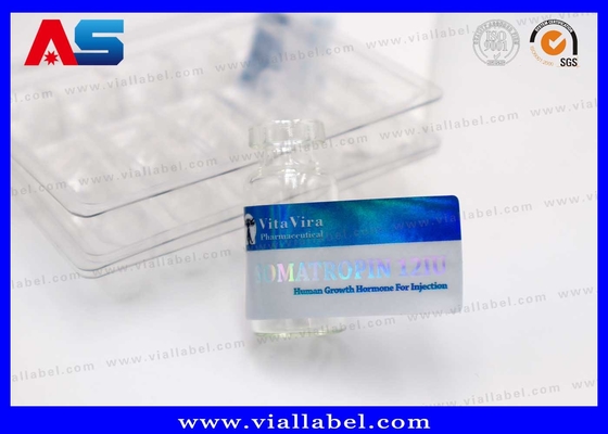 छोटी बोतल Hcg चिपकने वाला 2ml फ्लायल लेबल धातु नीला रंग फार्मेसी उपयोग