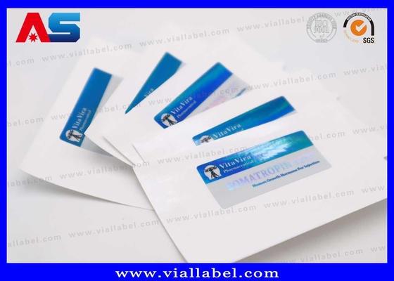 छोटी बोतल Hcg चिपकने वाला 2ml फ्लायल लेबल धातु नीला रंग फार्मेसी उपयोग