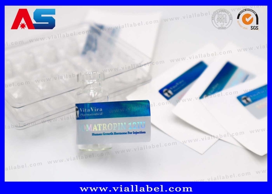 छोटी बोतल Hcg चिपकने वाला 2ml फ्लायल लेबल धातु नीला रंग फार्मेसी उपयोग
