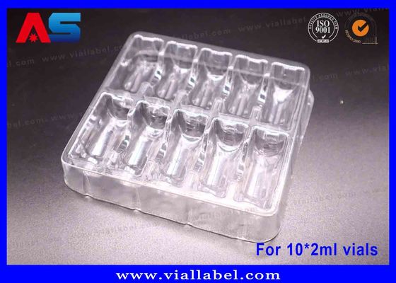 सफेद / नीले / पारदर्शी प्लास्टिक ब्लिस्टर पैकेजिंग ग्लास शीशियों पैकिंग के लिए एम्बॉसिंग लोगो के साथ