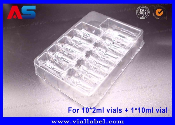10 x 2ml फ्लायल्स + 1 x 10ml फ्लायल्स के लिए पीईटी पारदर्शी ब्लिस्टर पैकेजिंग ट्रे