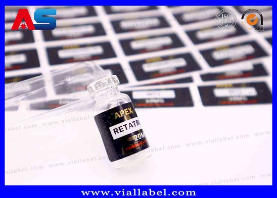 इंजेक्शन तेल स्टिकर के लिए व्हाइट पर्ल फिल्म स्मॉल बोतल लेबल, एचसीजी शीशी स्टिकर प्रिंटिंग अनुकूलित लोगो