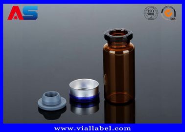 Tubular Miniature Glass Bottles Blue Amber Glass Bottles With Secure Rubber Lids
