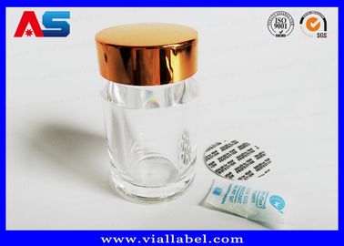 पारदर्शी एक्रिलिक प्लास्टिक की गोली की बोतलें सोने के ढक्कन के साथ, खाली गोली की बोतलें छोटी प्लास्टिक की गोली कंटेनर