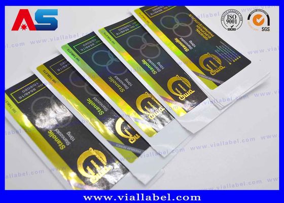 लेजर 10ml फ्लायल लेबल कस्टम पनरोक लेबल उत्पादों के लिए एम्बोसिंग / गोल्ड फ़ॉइल होलोग्राम प्रभाव