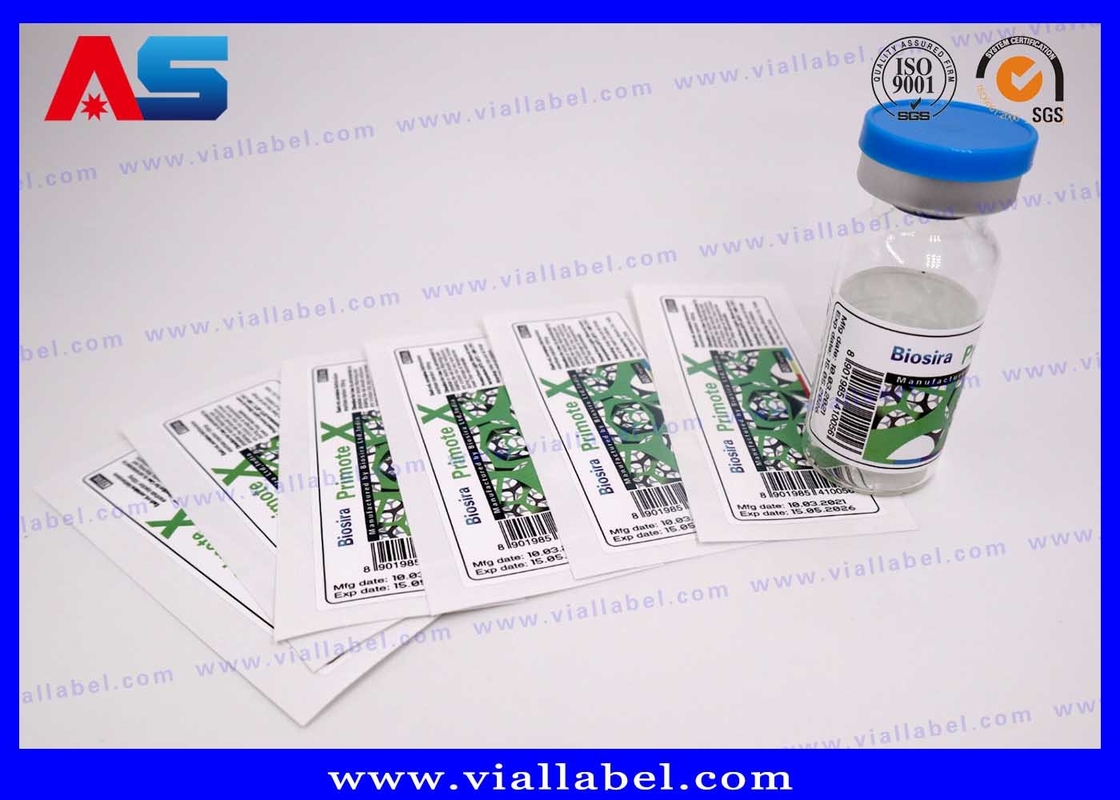 CMYK व्हाइट पर्ल फिल्म 10ml फ्लायल लेबल इंजेक्शन बोतलों के लिए कस्टम 10ml बोतल लेबल
