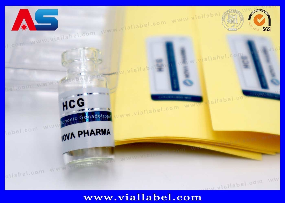 2ml छोटी इंजेक्शन बोतल लेबल, फार्मास्युटिकल पैकेज के लिए मैट कस्टमाइज्ड एचसीजी शीशी लेबल प्रिंटिंग