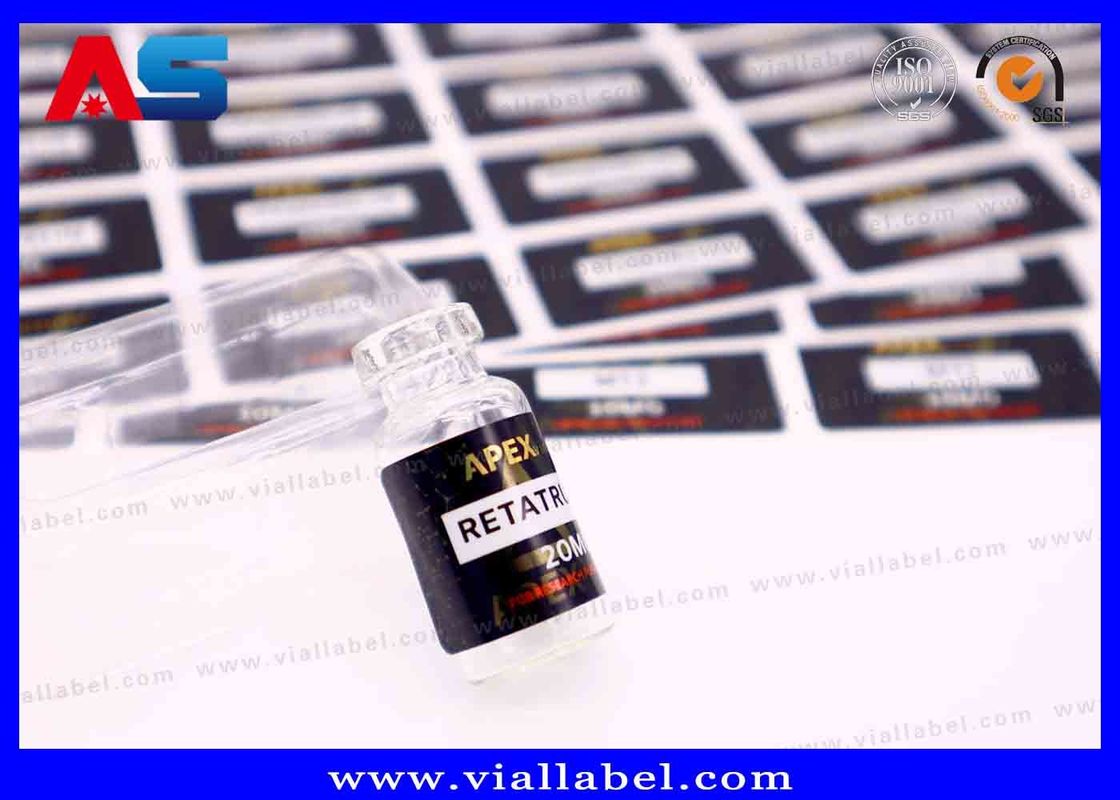 इंजेक्शन तेल स्टिकर के लिए व्हाइट पर्ल फिल्म स्मॉल बोतल लेबल, एचसीजी शीशी स्टिकर प्रिंटिंग अनुकूलित लोगो