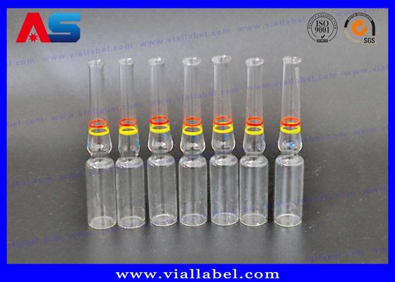पारदर्शी रंग का ग्लास 1ml / 3ml / 5ml अलंकृत छल्ले के साथ एम्पूल