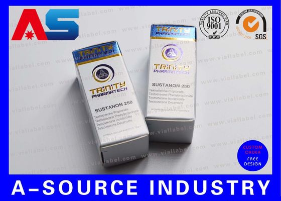 ट्रिनिटी Pharmatech डिजाइन के साथ ब्लू पन्नी धातुई उभरा ग्लास शीशी भंडारण बॉक्स पेपर बॉक्स 10 मिलीलीटर की बोतल